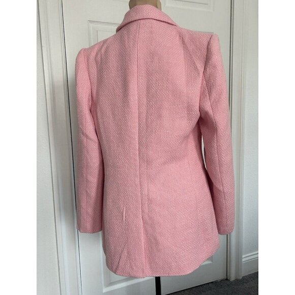 ENDLESS ROSE Womens Tweed Single Breasted Blazer Jacket Pink Size M - Picture 9 of 16